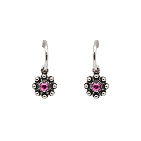 Pendientes-boton-charro-cristales-color-y-aro-pequeno-S1533S-ROSA