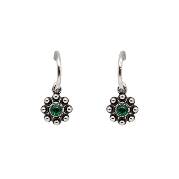 Pendientes-boton-charro-cristales-color-y-aro-pequeno-S1533S-VERDE