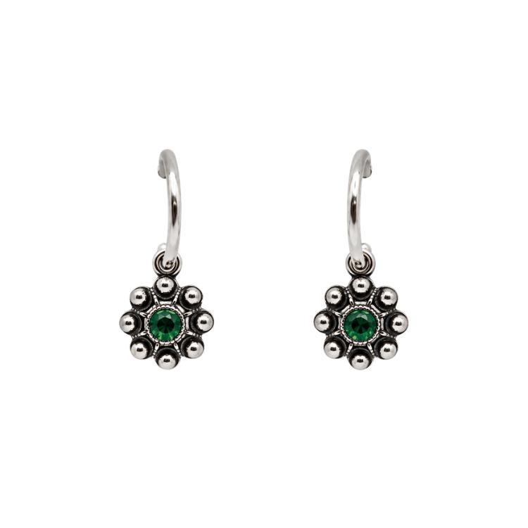 Pendientes-boton-charro-cristales-color-y-aro-pequeno-S1533S-VERDE