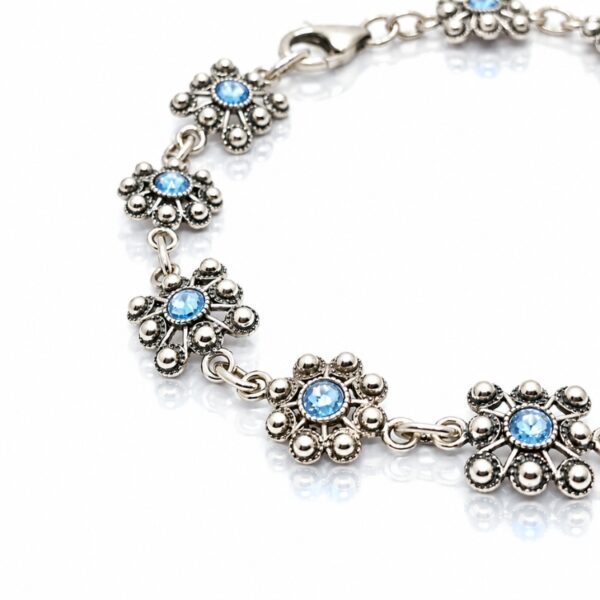 Pulsera Botón Charro Mixto Color Celeste