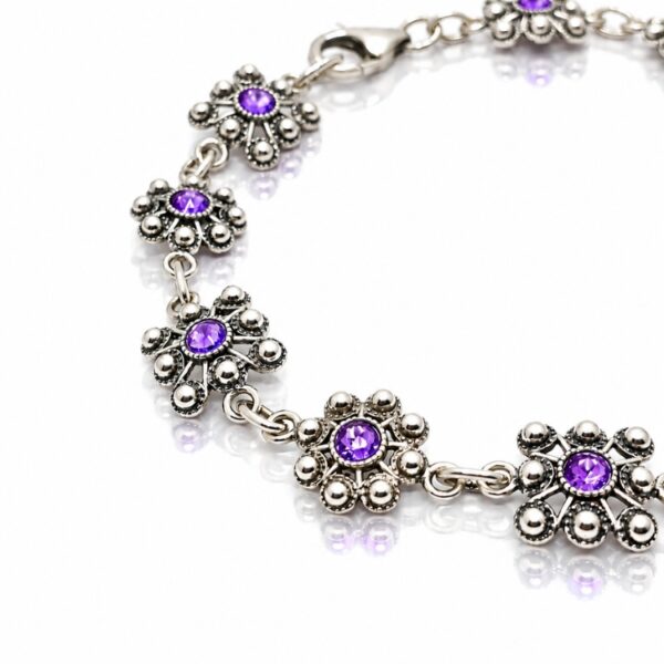 Pulsera Botón Charro Mixto Color Morado