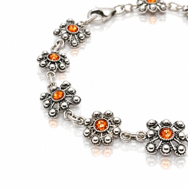 Pulsera Botón Charro Mixto Color Naranja
