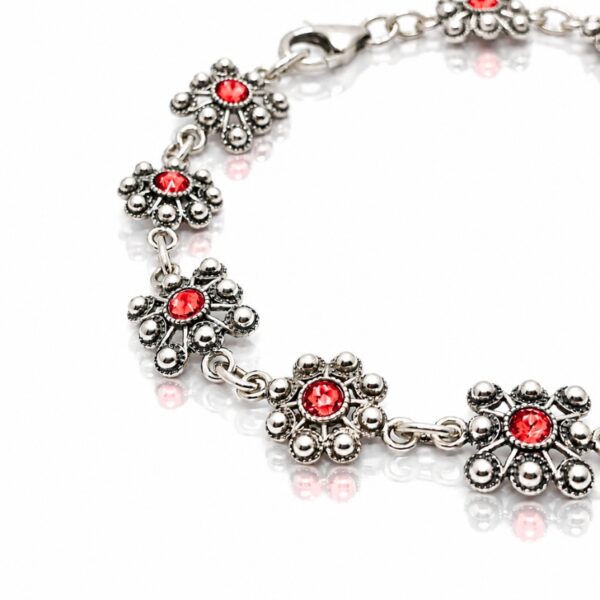 Pulsera Botón Charro Mixto Color Rojo