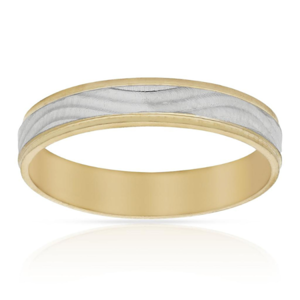 ALIANZA ORO 18K BICOLOR TALLADA - 4MM BONITA, MODERNA