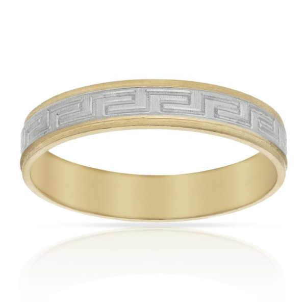 ALIANZA ORO 18K BICOLOR TALLADA - 4MM MODERNA BONITA