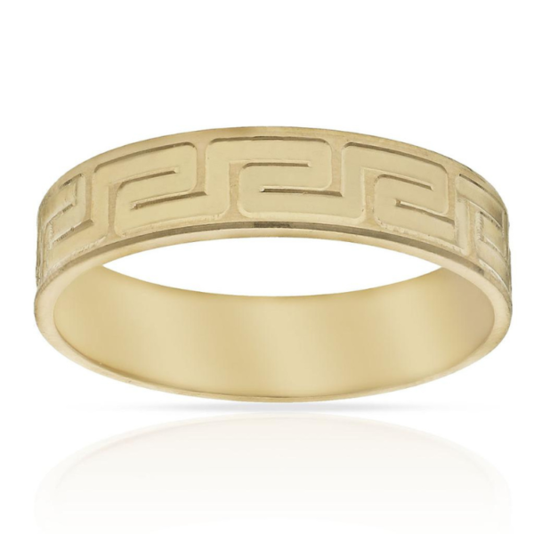 ALIANZA ORO 18K TALLADA GRECA – 5 MM ELEGANTE BONITA