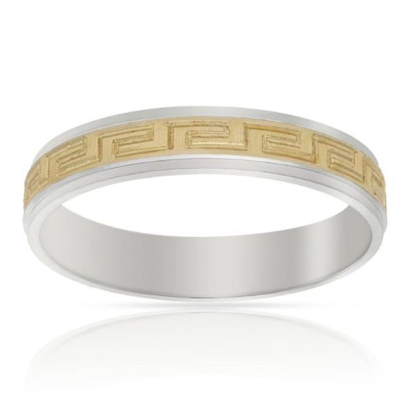 ALIANZA ORO 18KL BICOLOR GRECA - 4MM ELEGANTE MODERNA BONITA