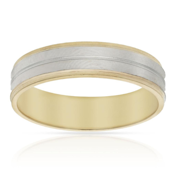 ALIANZA ORO 18K BICOLOR TALLADA - 5MM MODERNA BONITA