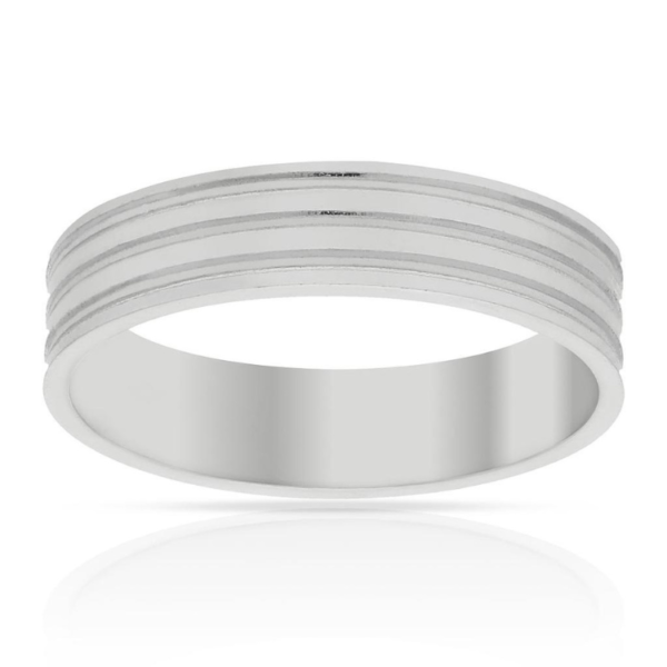 ALIANZA ORO BLANCO 18KL TALLLADA - 5MM MODERNA ELEGANTE