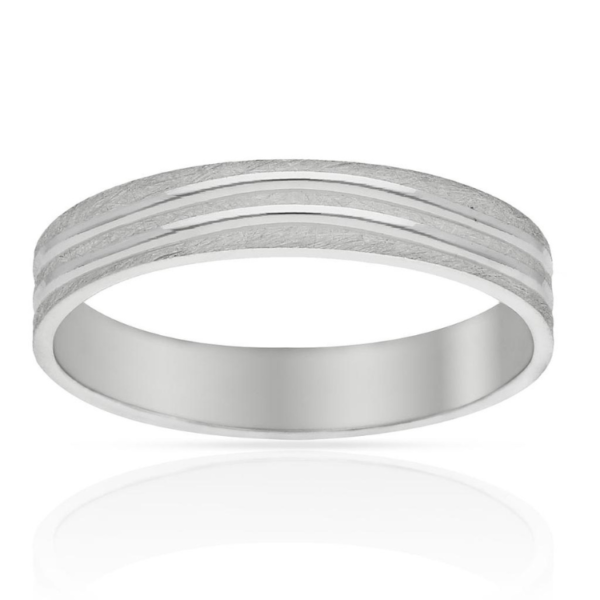 ALIANZA ORO BLANCO 18KL TALLADA - 4MM MODERNA ELEGANTE