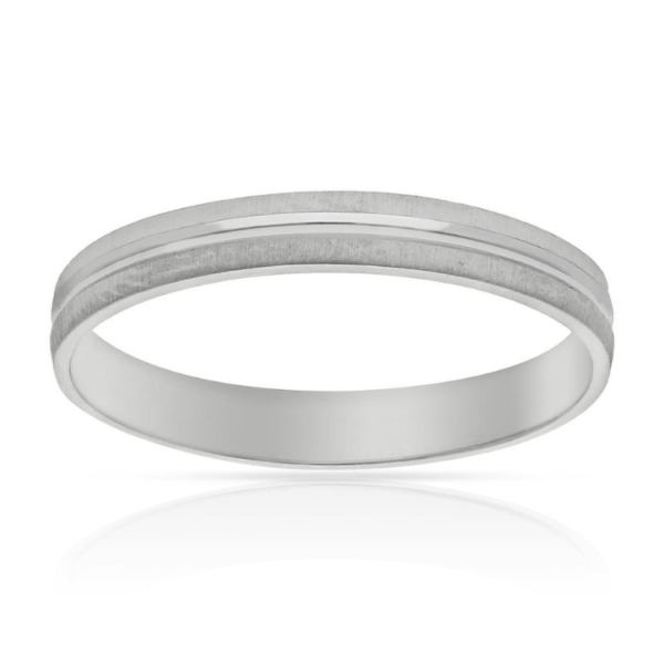 ALIANZA ORO BLANCO 18K MATE-BRILLO - 3MM FINA SENCILLA BONITA