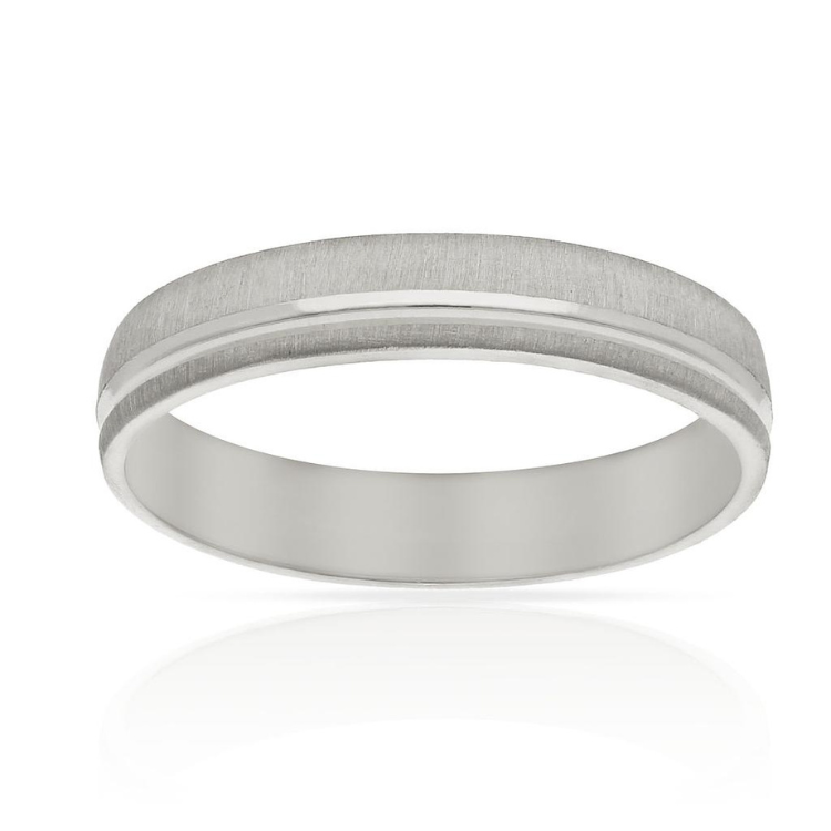 ALIANZA ORO BLANCO 18K MATE-BRILLO - 5MM BONITA MODERNA