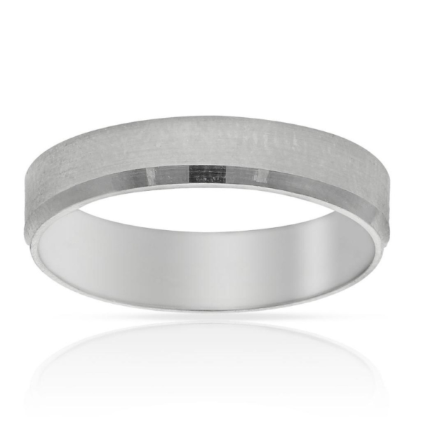 ALIANZA ORO BLANCO 18K MATE-BRILLO - 5MM ELEGANTE BONITA