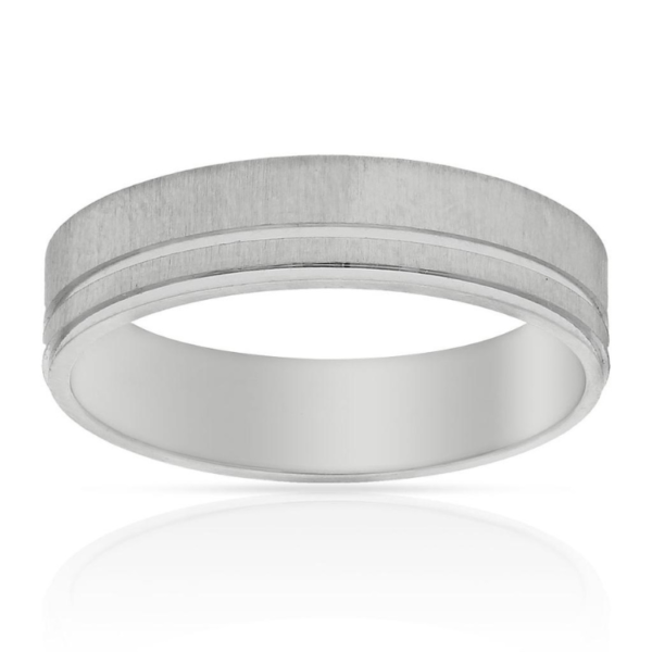 ALIANZA ORO BLANCO 18K MATE-BRILLO -5MM ELEGANTE MODERNA BONITA