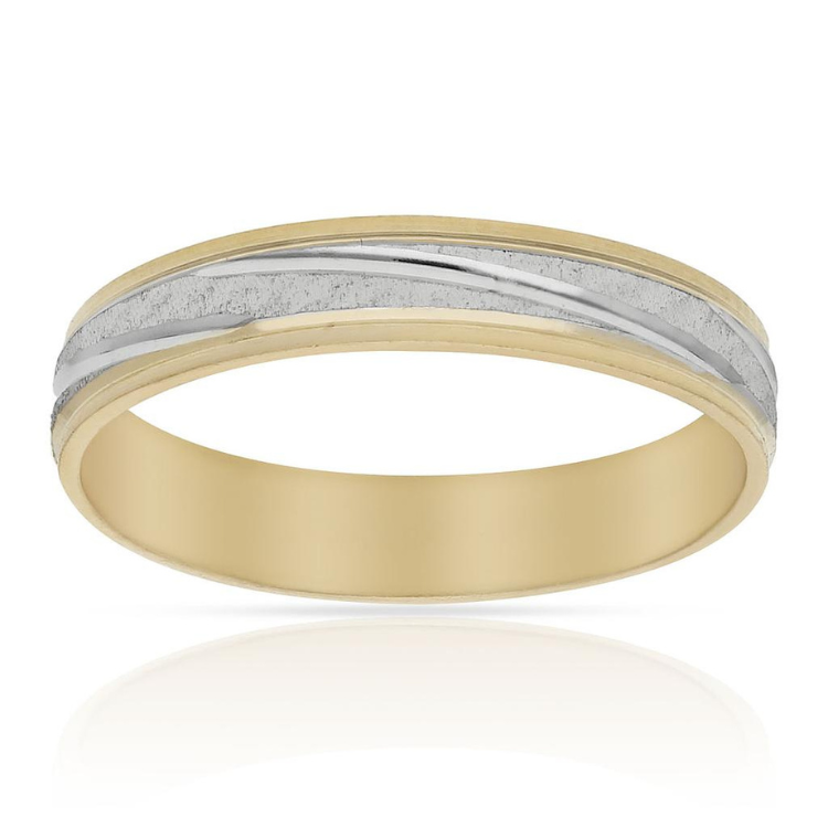 ALIANZA ORO 18K BICOLOR TALLADA - 4MM elegante sencilla bonita