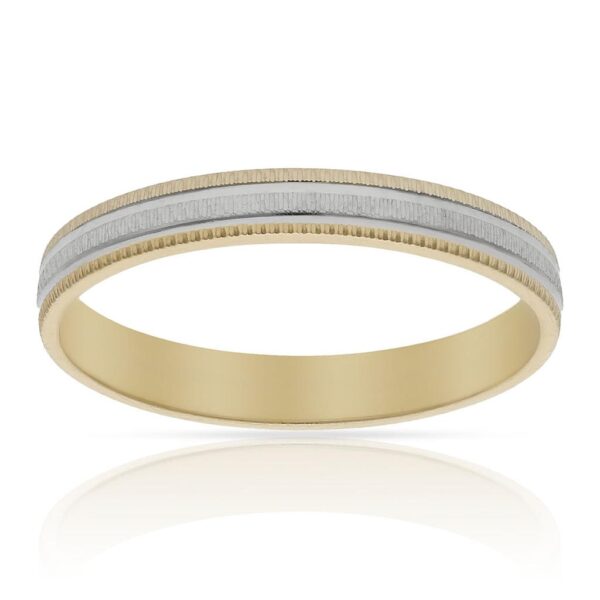 ALIANZA ORO 18KL BICOLOR TALLADA - 3MM moderna elegante bonita