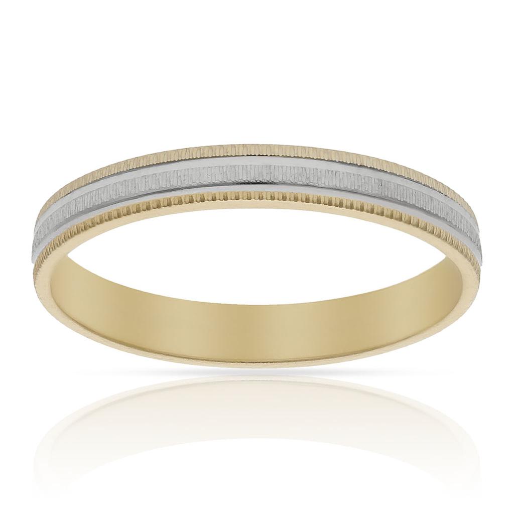 ALIANZA ORO 18KL BICOLOR TALLADA - 3MM moderna elegante bonita