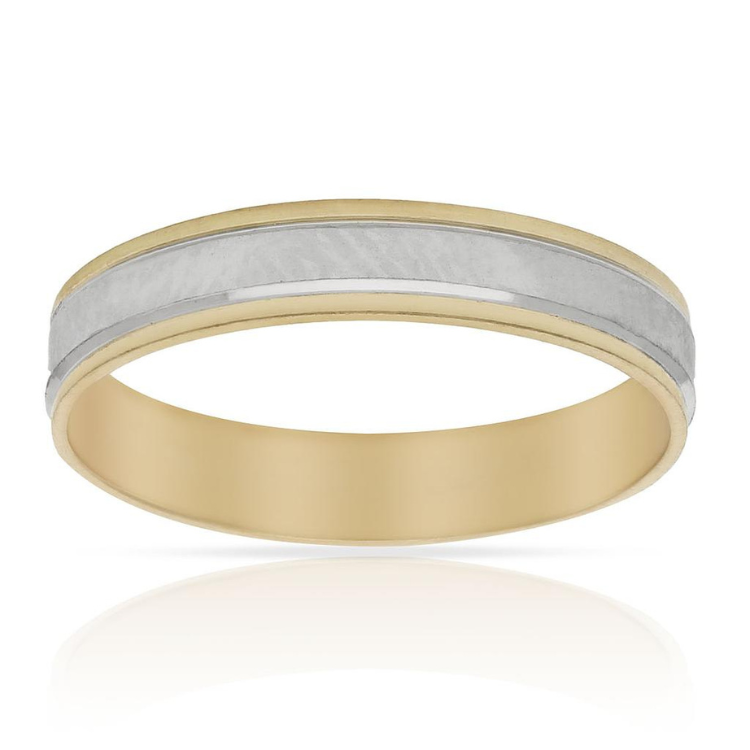 ALIANZA ORO 18K BICOLOR TALLADA - 4MM combinada elegante bonita