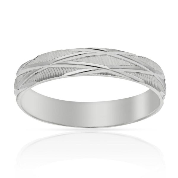 ALIANZA ORO BLANCO 18K – 4 MM Elegante bonita rombos tallada