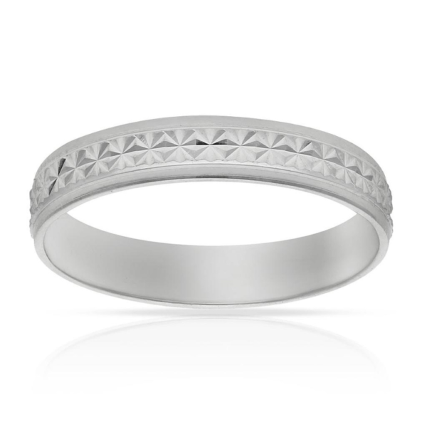 ALIANZA ORO BLANCO 18K TALLADA - 4MM ELEGANTE BONITA