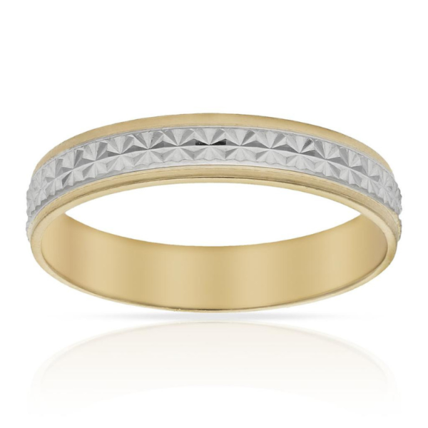 ALIANZA ORO 18K BICOLOR TALLADA - 4MM combinada elegante