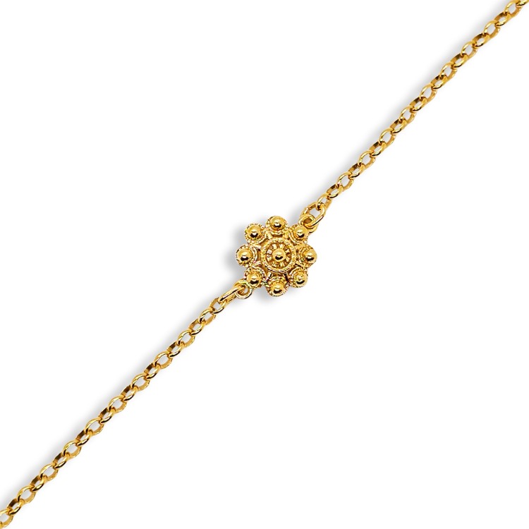 Pulsera 1 botón charro dorada