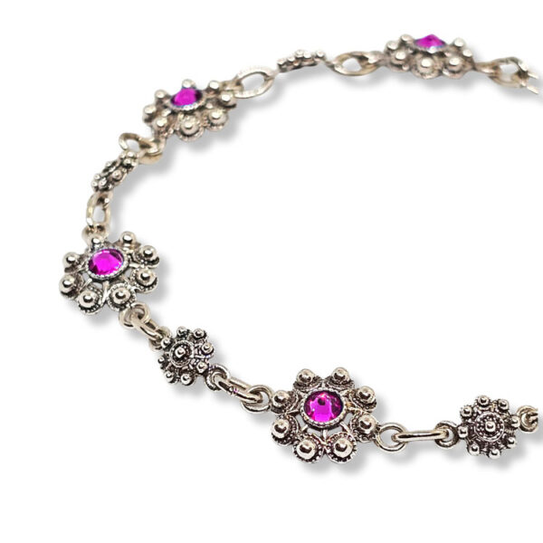 Pulsera Botón Charro Color Intercalado S1090L azul Filigrana charra pulsera Salamanca icono de la provincia charro Fucsia