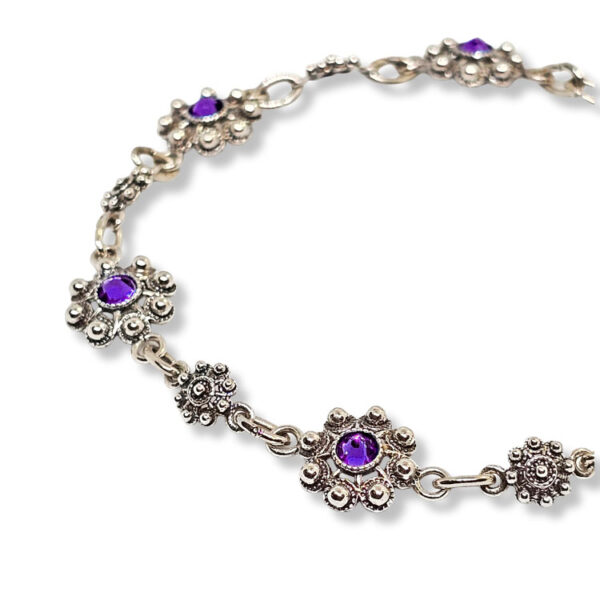 Pulsera Botón Charro Color Intercalado S1090L azul Filigrana charra pulsera Salamanca icono de la provincia charro Morado