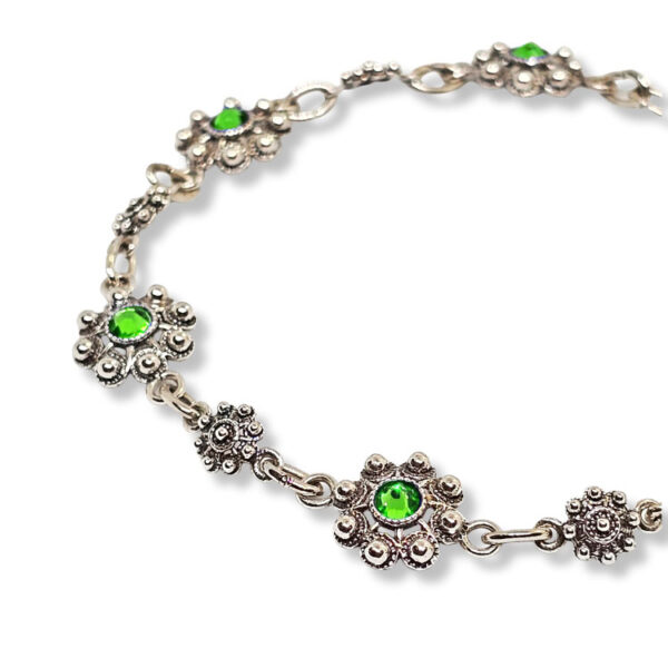 Pulsera Botón Charro Color Intercalado S1090L azul Filigrana charra pulsera Salamanca icono de la provincia charro Verde Manzana