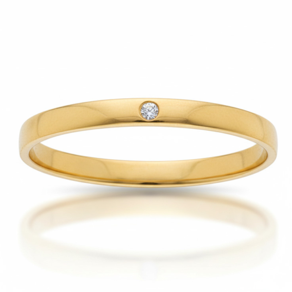 ALIANZA ORO 18K LISA + CIRCONITA - 2MM bonita piedra