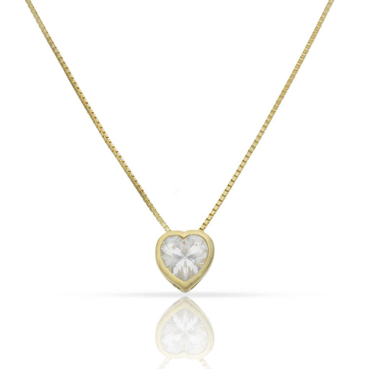 Gargantilla Plata Chapada Oro Corazón Circonita amor san valentin