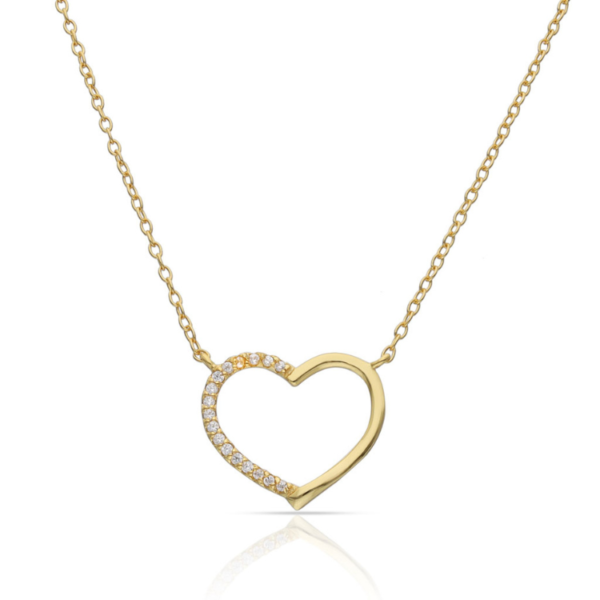 Gargantilla con corazón de circonitas en plata chapada en oro san valentin pareja amor