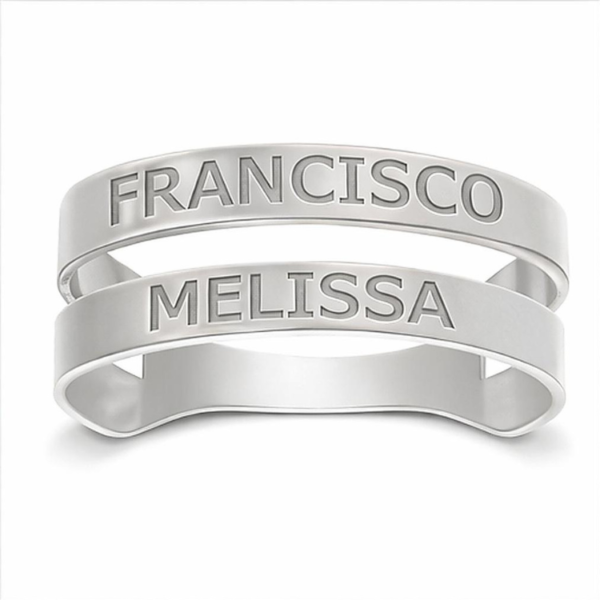 Anillo personalizable con dos nombre en plata