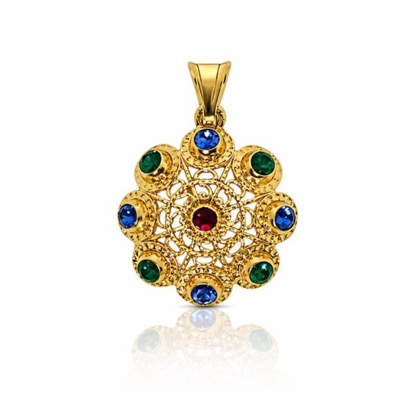 Colgante Botón Charro Dorado Edición Multicolor