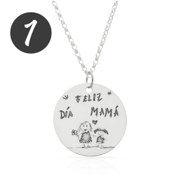 Gargantilla Mi Pequeño Picasso personalizada con el dibujo de tu hijo en plata de ley AG2105 el mejor regalo para mamá madre regalo especial día de la madre joyas con el dibujo de mi hijo grabar dibujo opciones