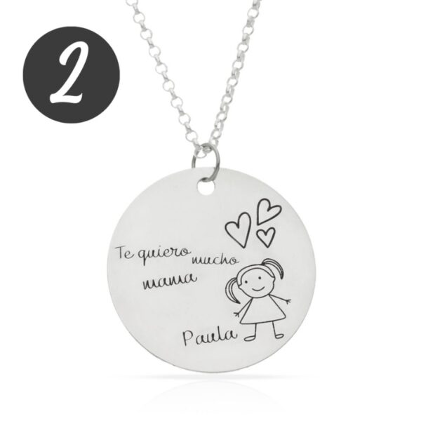 Gargantilla Mi Pequeño Picasso personalizada con el dibujo de tu hijo en plata de ley AG2105 el mejor regalo para mamá madre regalo especial día de la madre joyas con el dibujo de mi hijo grabar dibujo diseño