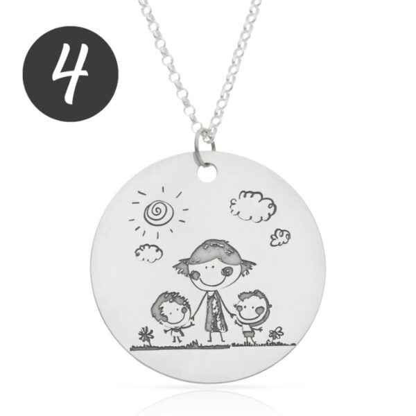 Gargantilla Mi Pequeño Picasso personalizada con el dibujo de tu hijo en plata de ley AG2105 el mejor regalo para mamá madre regalo especial día de la madre joyas con el dibujo de mi hijo grabar dibujo regalo madre primeriza cole