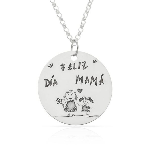 Gargantilla Mi Pequeño Picasso personalizada con el dibujo de tu hijo en plata de ley AG2105 el mejor regalo para mamá madre regalo especial día de la madre joyas con el dibujo de mi hijo grabar dibujo