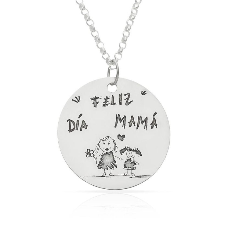 Gargantilla Mi Pequeño Picasso personalizada con el dibujo de tu hijo en plata de ley AG2105 el mejor regalo para mamá madre regalo especial día de la madre joyas con el dibujo de mi hijo grabar dibujo