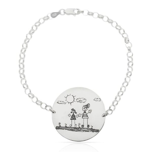 Pulsera Mi Pequeño Picasso personalizada con el dibujo de tu hijo en plata de ley AG332 regalo para el día de la madre hijos para mamá