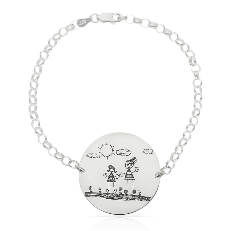 Pulsera Mi Pequeño Picasso personalizada con el dibujo de tu hijo en plata de ley AG332 regalo para el día de la madre hijos para mamá