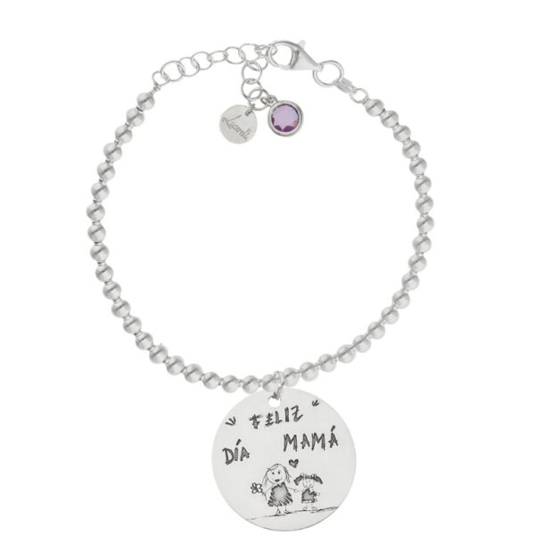 Pulsera de bolas Mi Pequeño Picasso personalizada con el dibujo de tu hijo en plata de ley regalo para mamá madre regalo personalizado