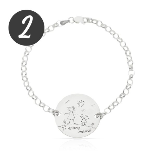 Pulsera Mi Pequeño Picasso personalizada con el dibujo de tu hijo en plata de ley AG332 2 regalo personalizado día de la madre