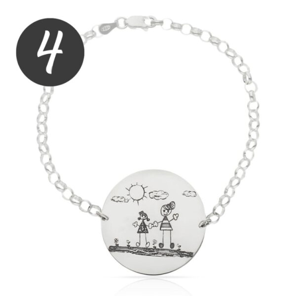 Pulsera Mi Pequeño Picasso personalizada con el dibujo de tu hijo en plata de ley AG332 dibujo 4