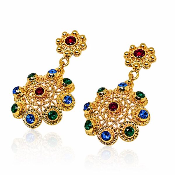 Pendientes charros dos botones Dorados Edición Multicolor lado