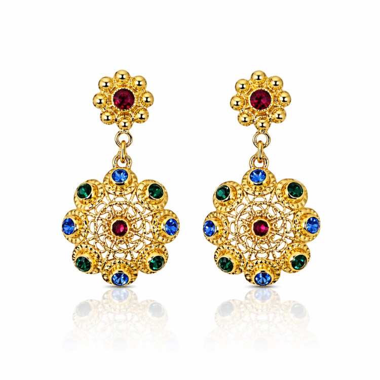 Pendientes charros dos botones Dorados Edición Multicolor Salamanca modernos originales pendientes charros oro