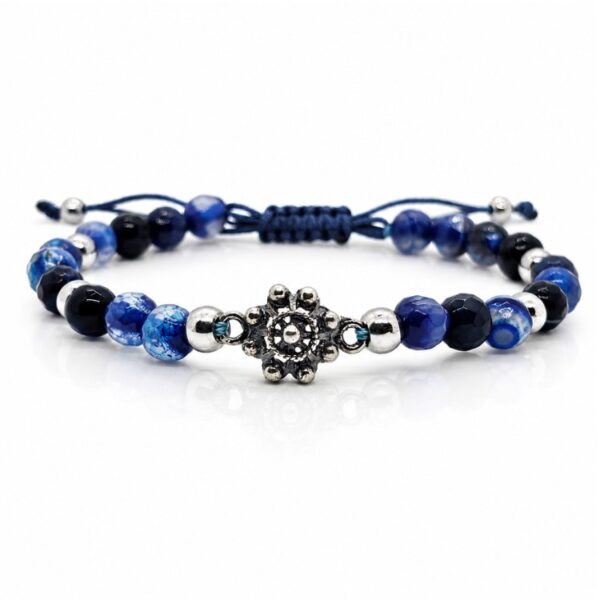Pulsera Botón Charro Cuentas Color Azul