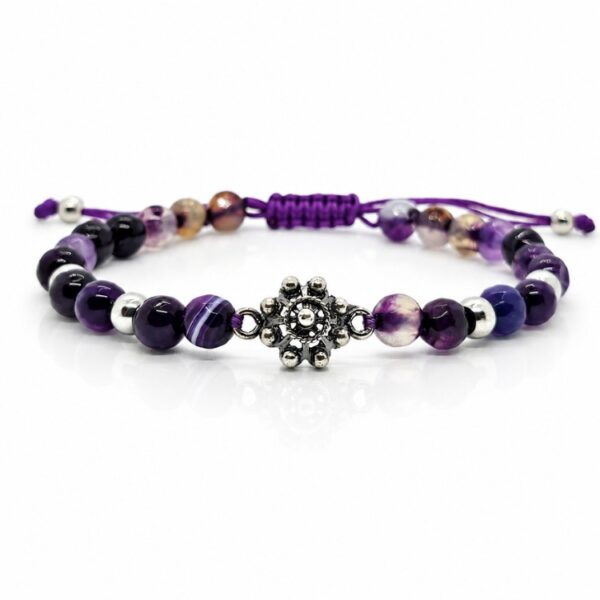 Pulsera Botón Charro Cuentas Color Morado Salamanca