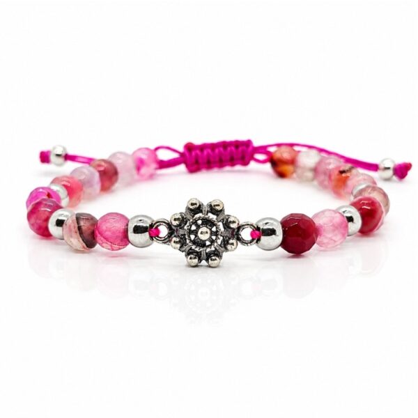 Pulsera Botón Charro Cuentas Color Rosa