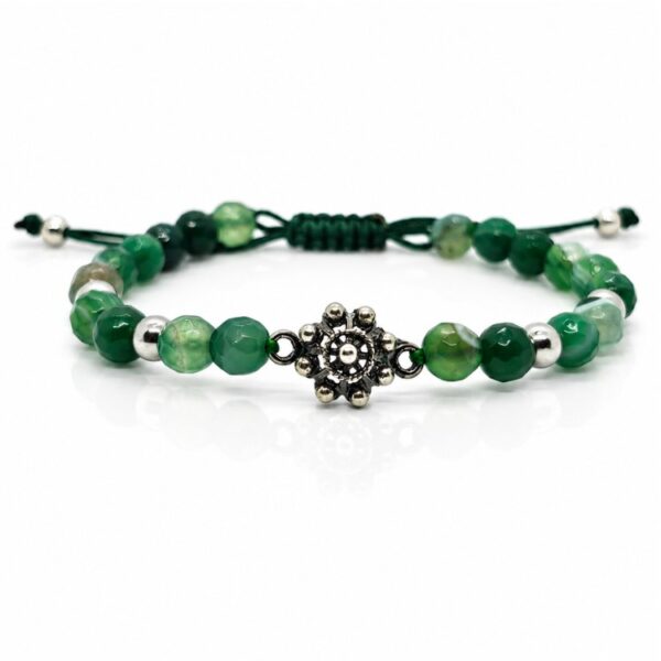 Pulsera Botón Charro Cuentas Color Verde